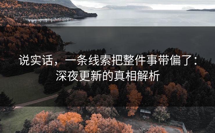 说实话，一条线索把整件事带偏了：深夜更新的真相解析